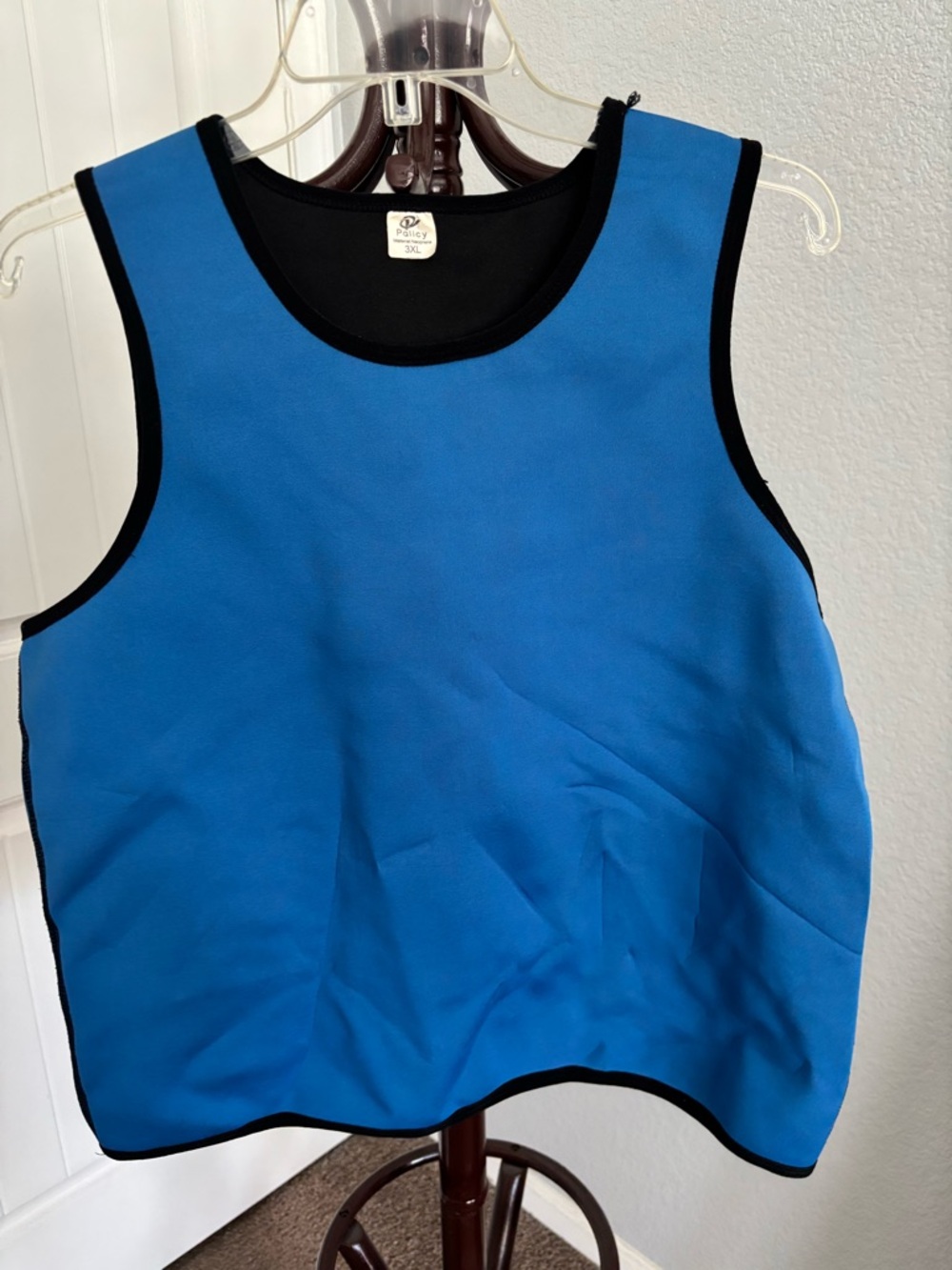 Blue Neoprene Workout Tank with Black Trim